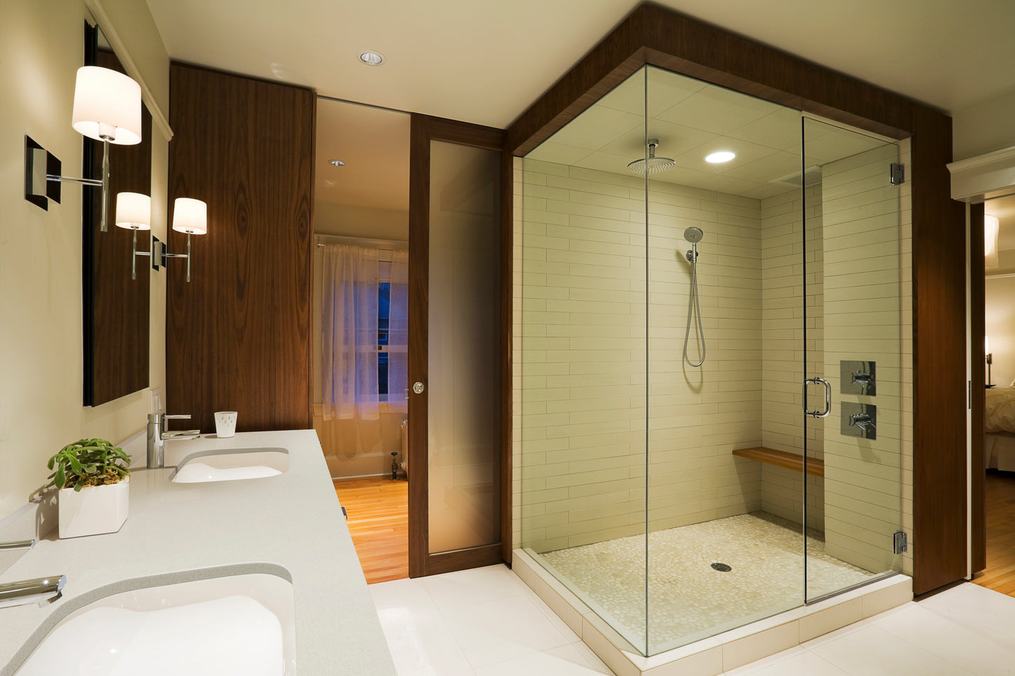 Bayshore sand countertop in contemporary bathroom