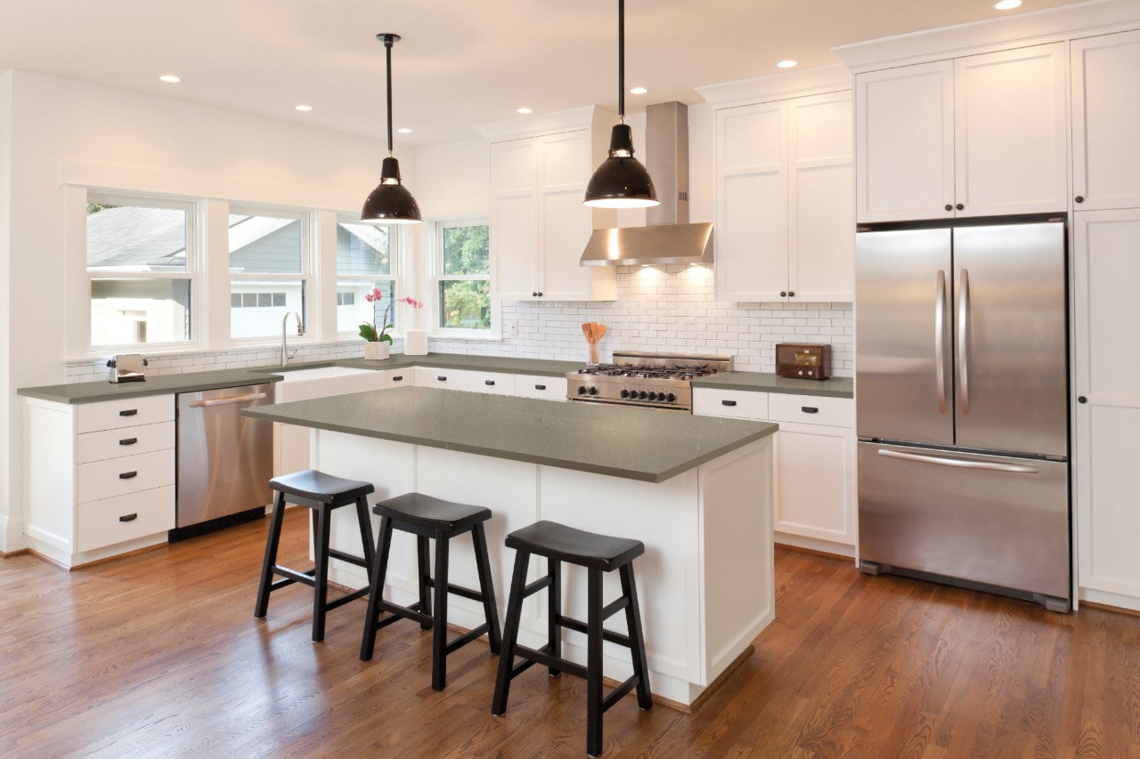 Fossil Brown quartz kitchen countertops