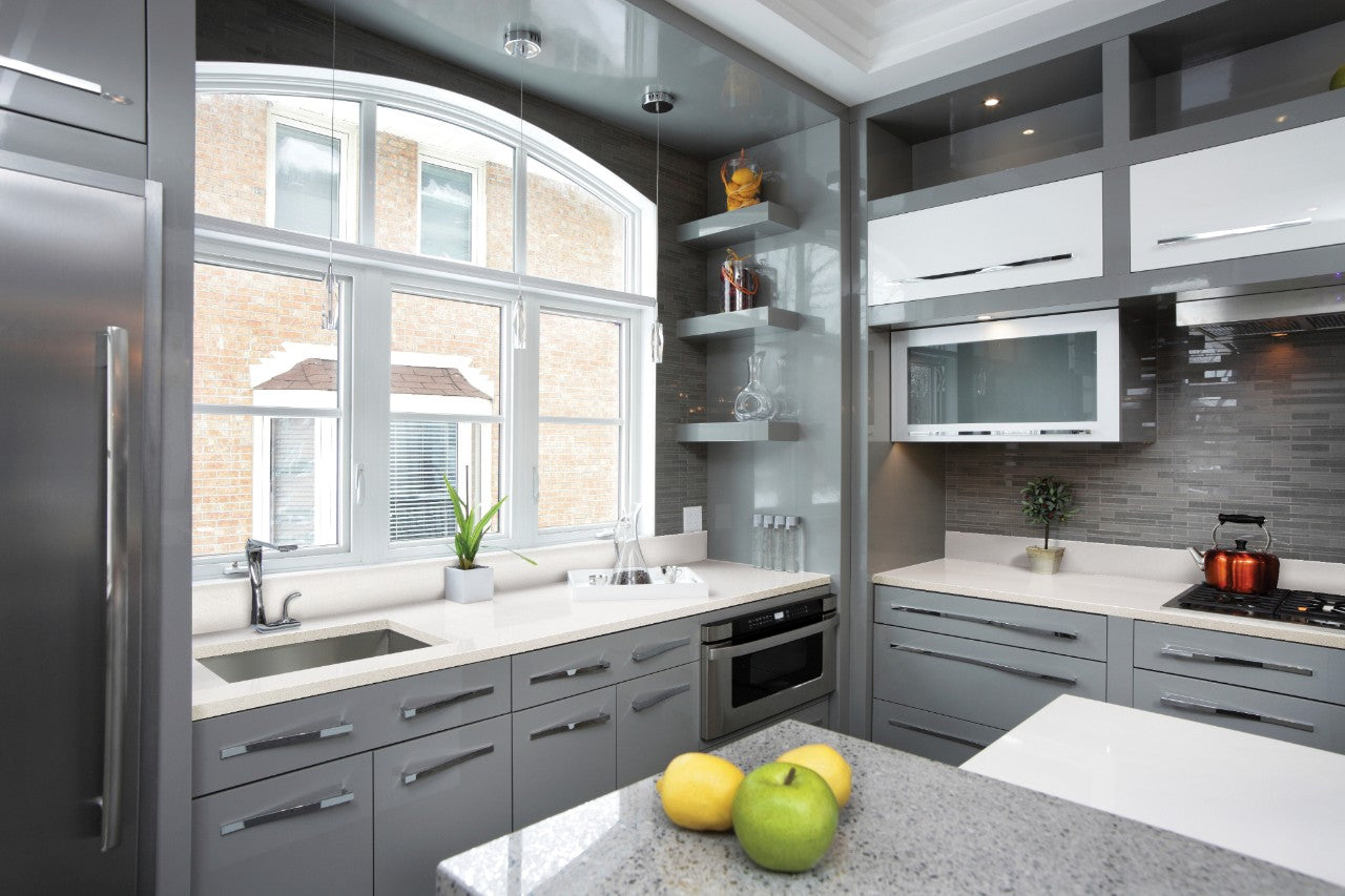 Frost White quartz kitchen countertops