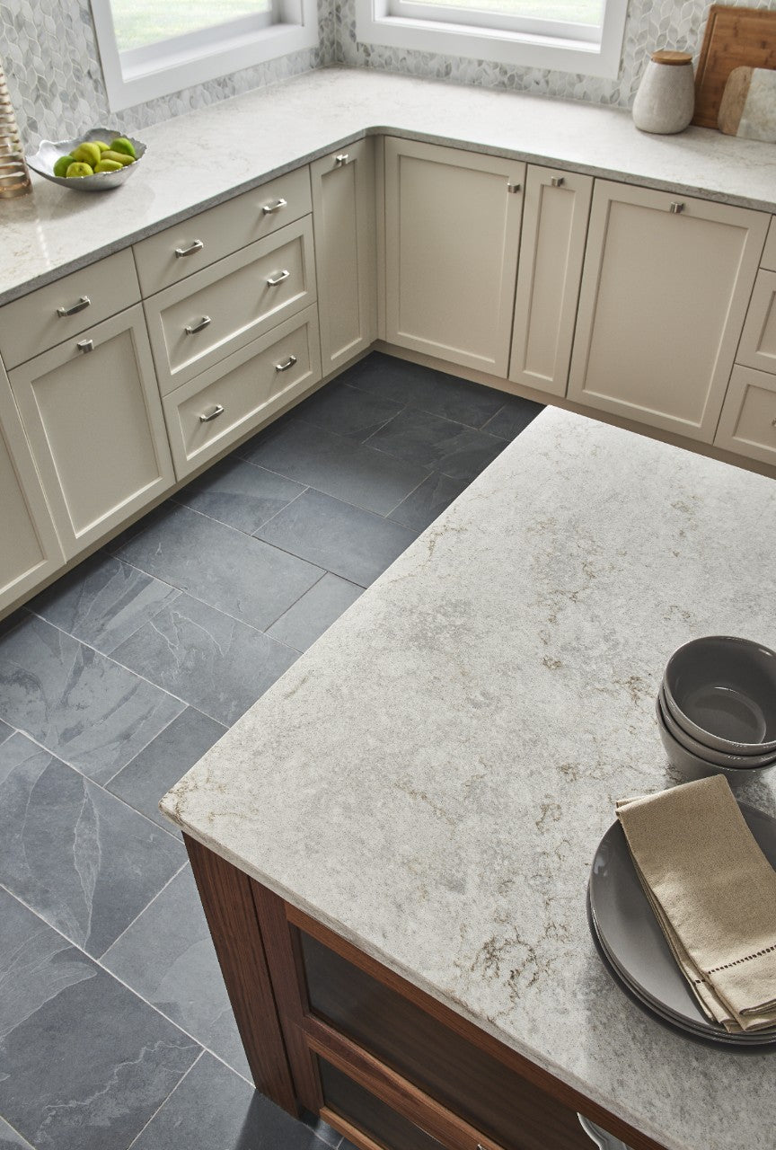 Gray Lagoon quartz kitchen countertops