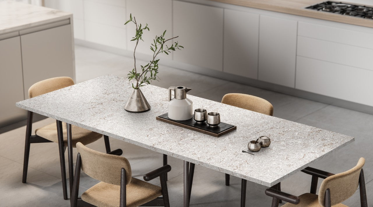Gray Lagoon quartz custom kitchen table