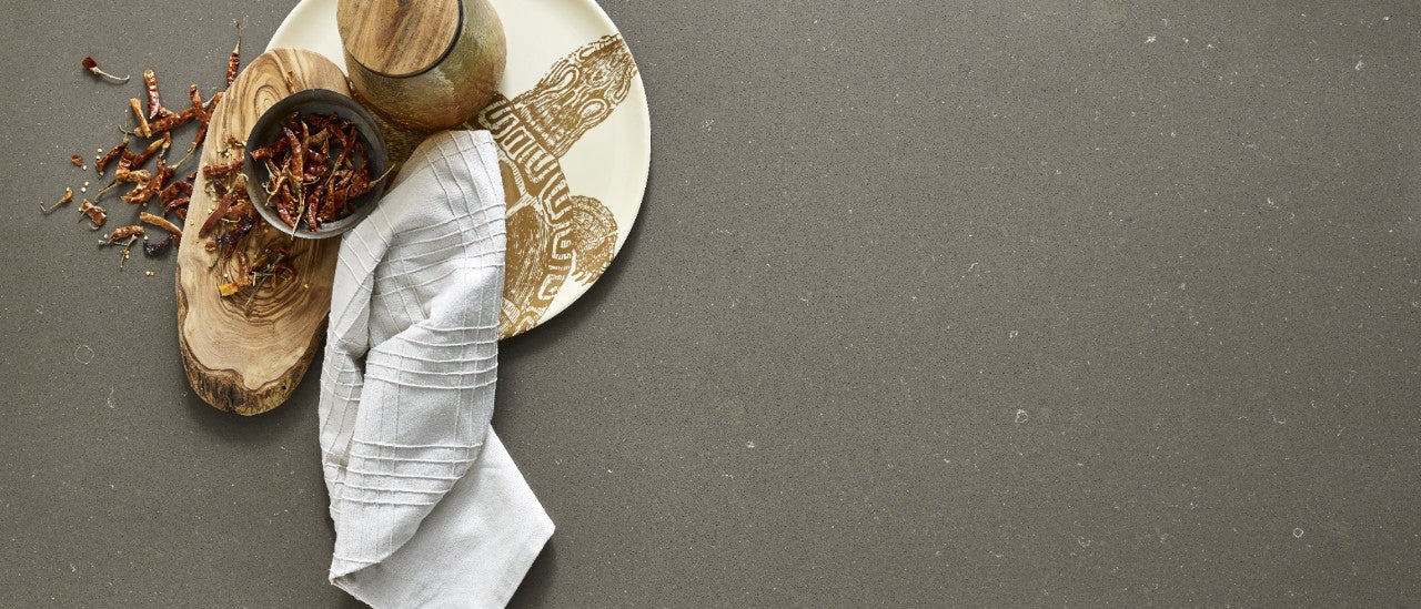 Fossil Brown quartz kitchen countertops