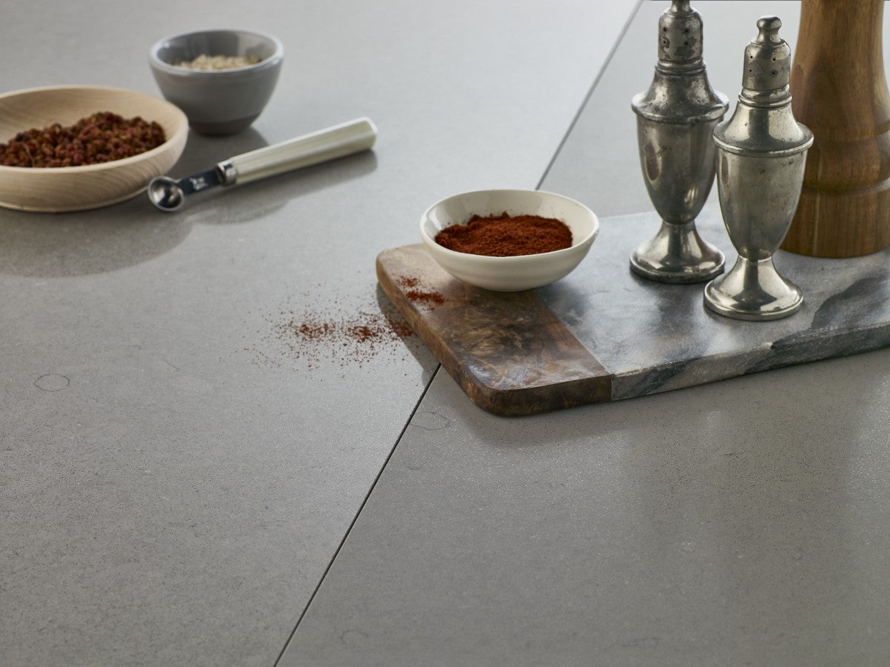 Fossil Gray quartz kitchen countertops