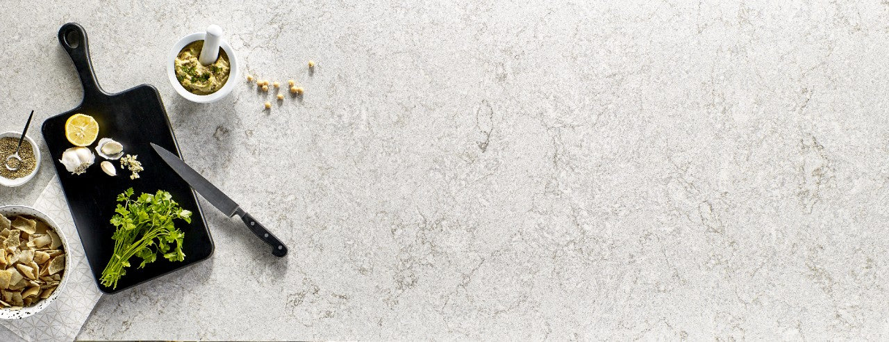 Gray Lagoon concrete quartz countertop
