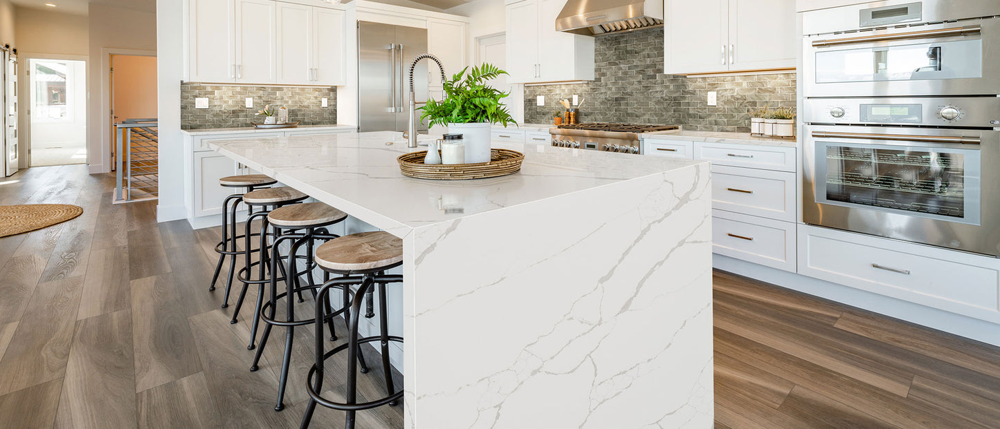 New Calacatta Laza Quartz Kitchen Island