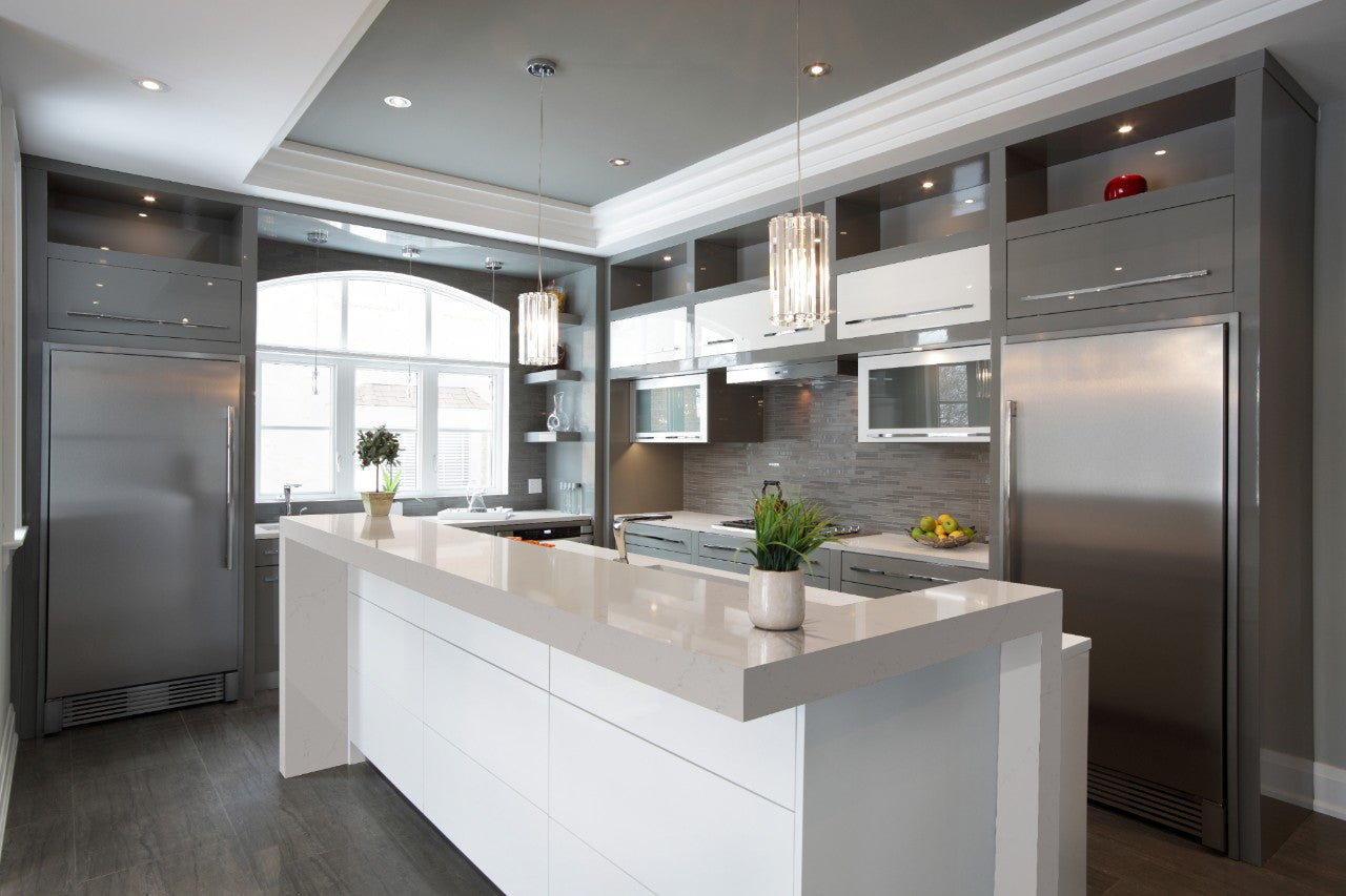 Alabaster white kitchen island