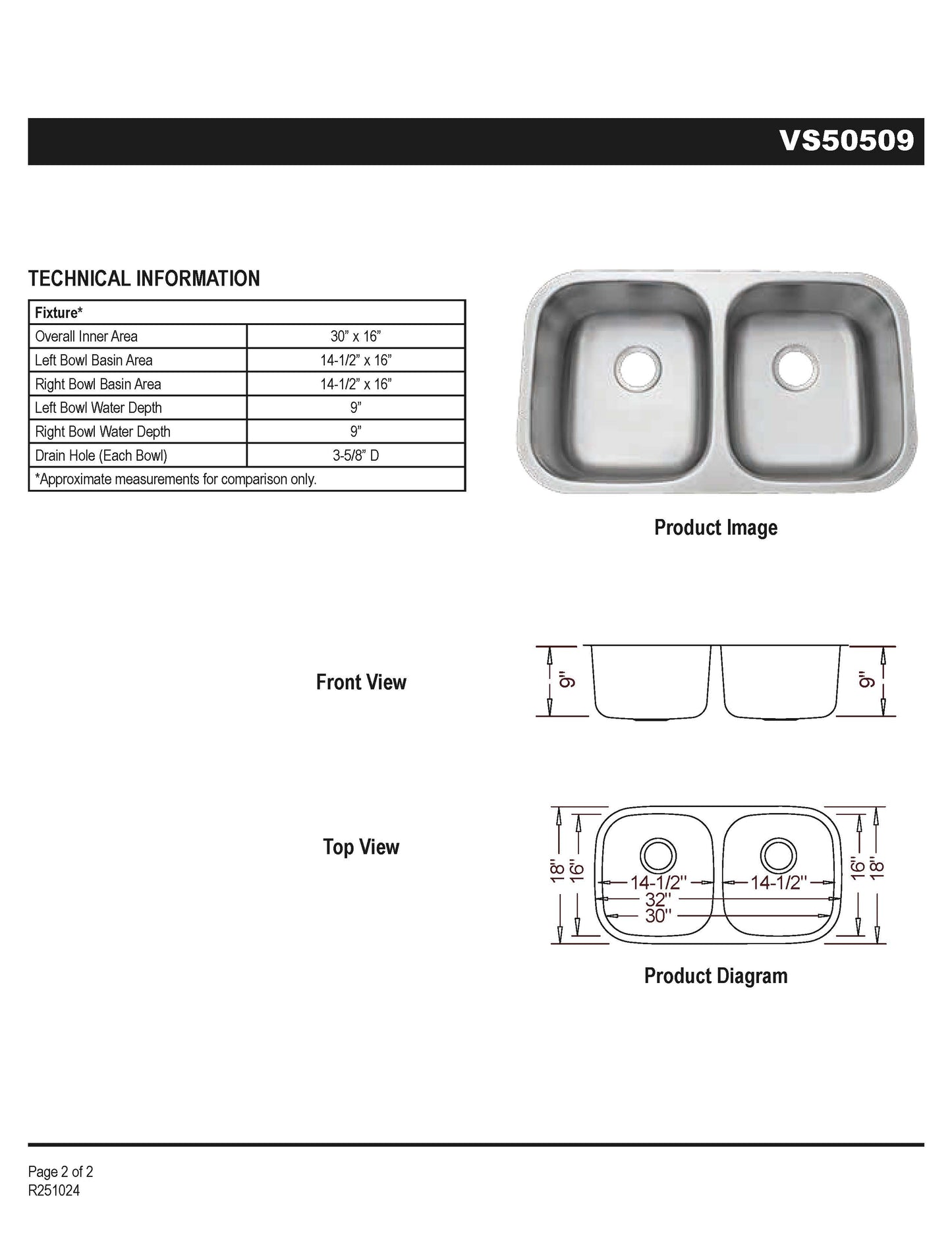 Double Bowl 50/50 - Stainless Steel - VS50509