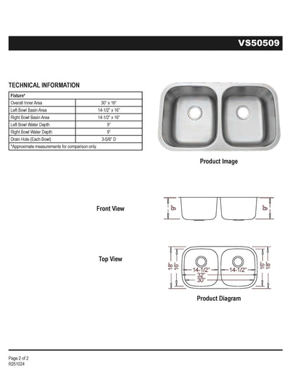 Double Bowl 50/50 - Stainless Steel - VS50509