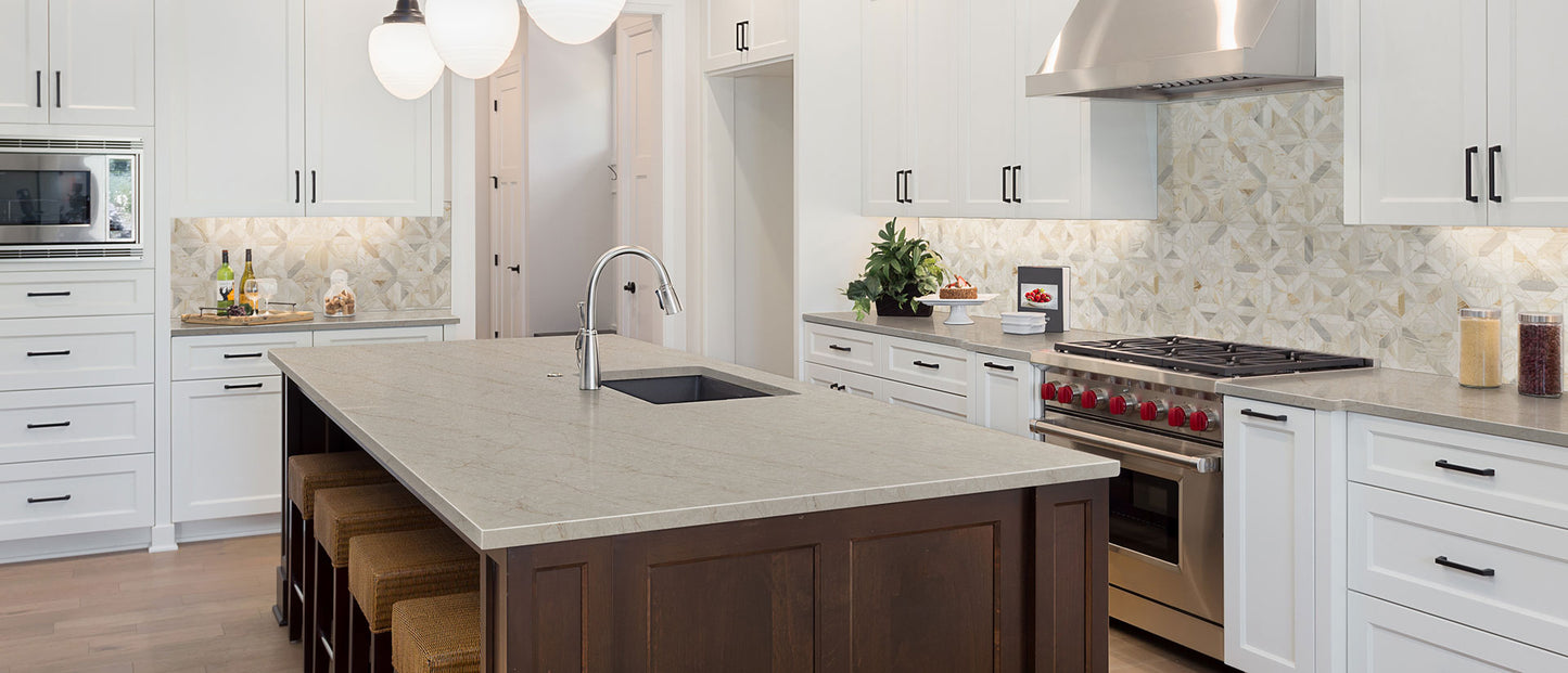 Lumataj Quartz Countertops and Kitchen Island