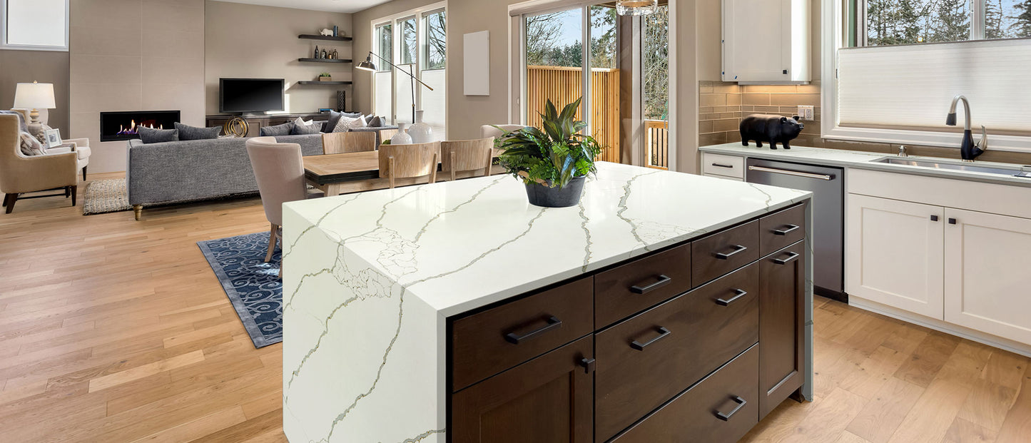 Calacatta Laza Gold Quartz Island